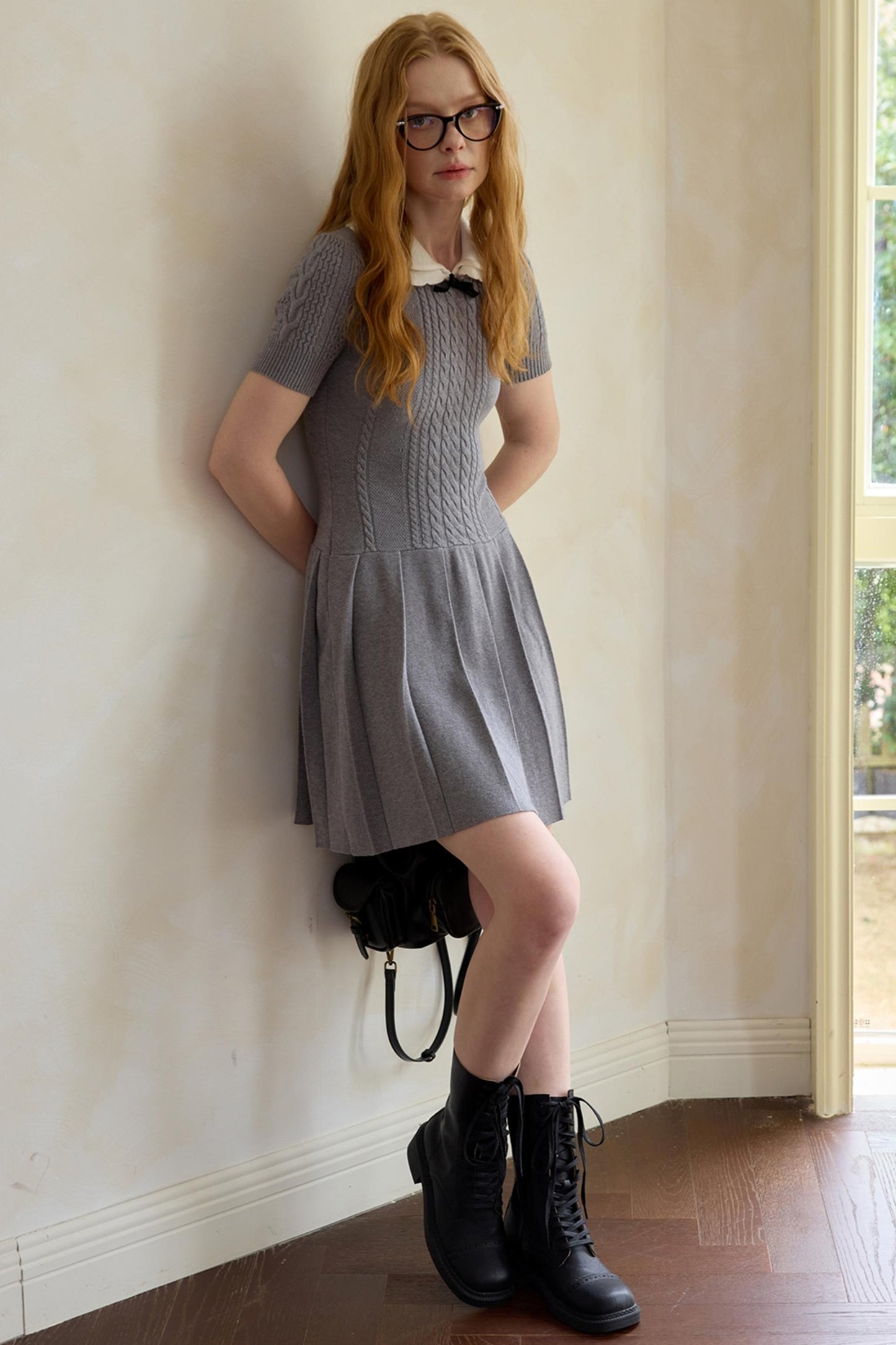 Slim Knit Pleated Dress