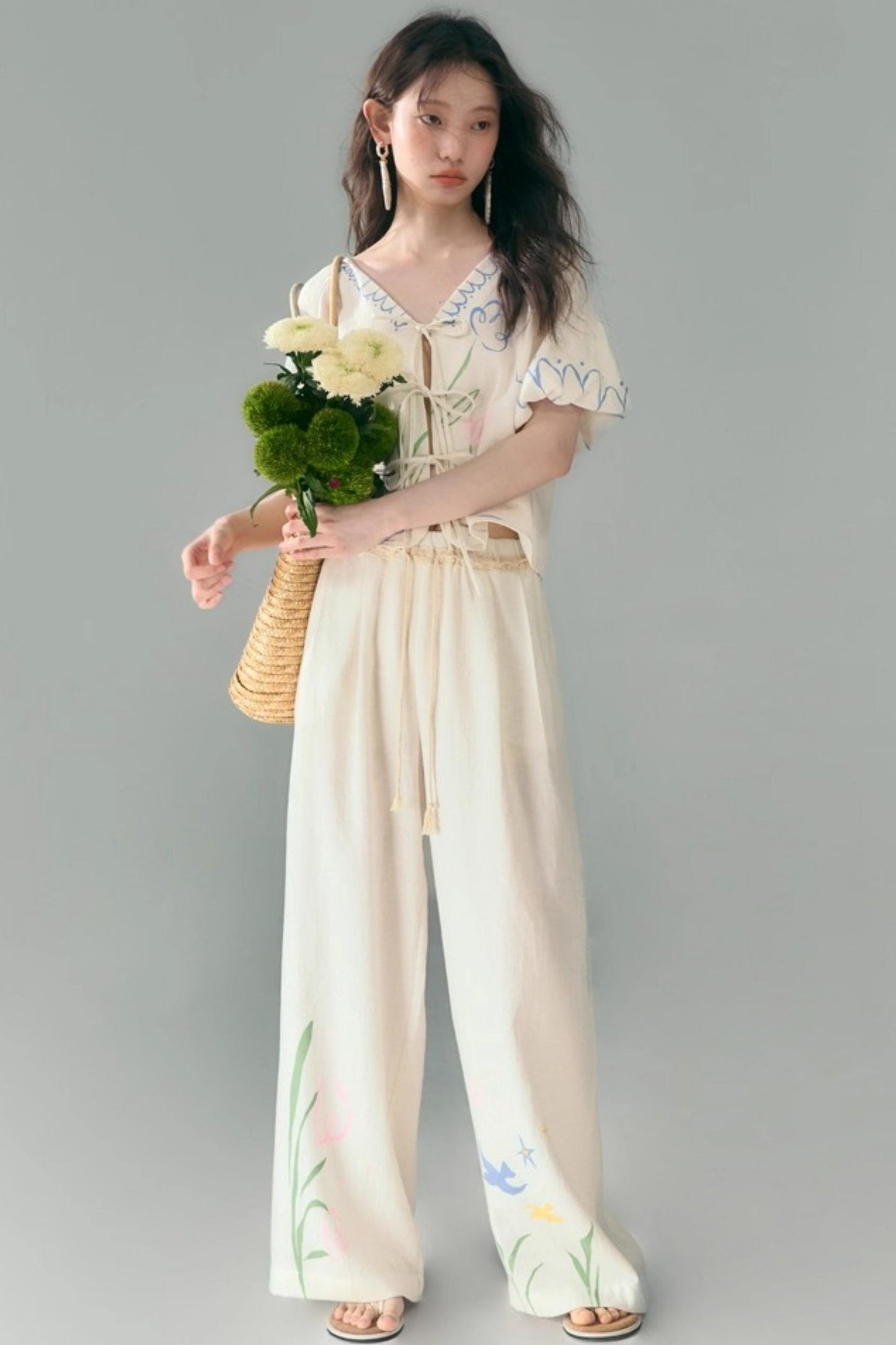 Linen Tie-Top and Pants Set-Up