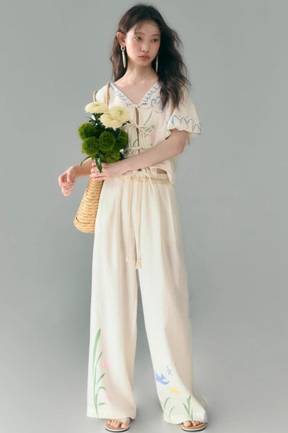 Linen Tie-Top and Pants Set-Up