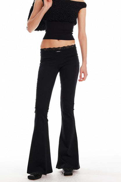 Black Lace Flare Pants