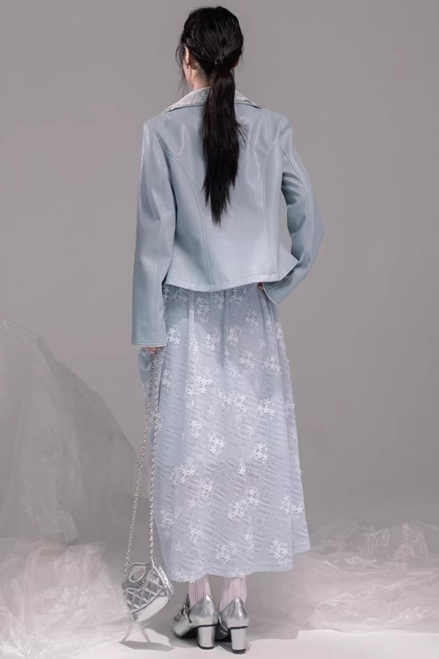 Embroidered Ice Lake Blue Dress