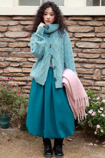 Wool Cable Knit Cardigan