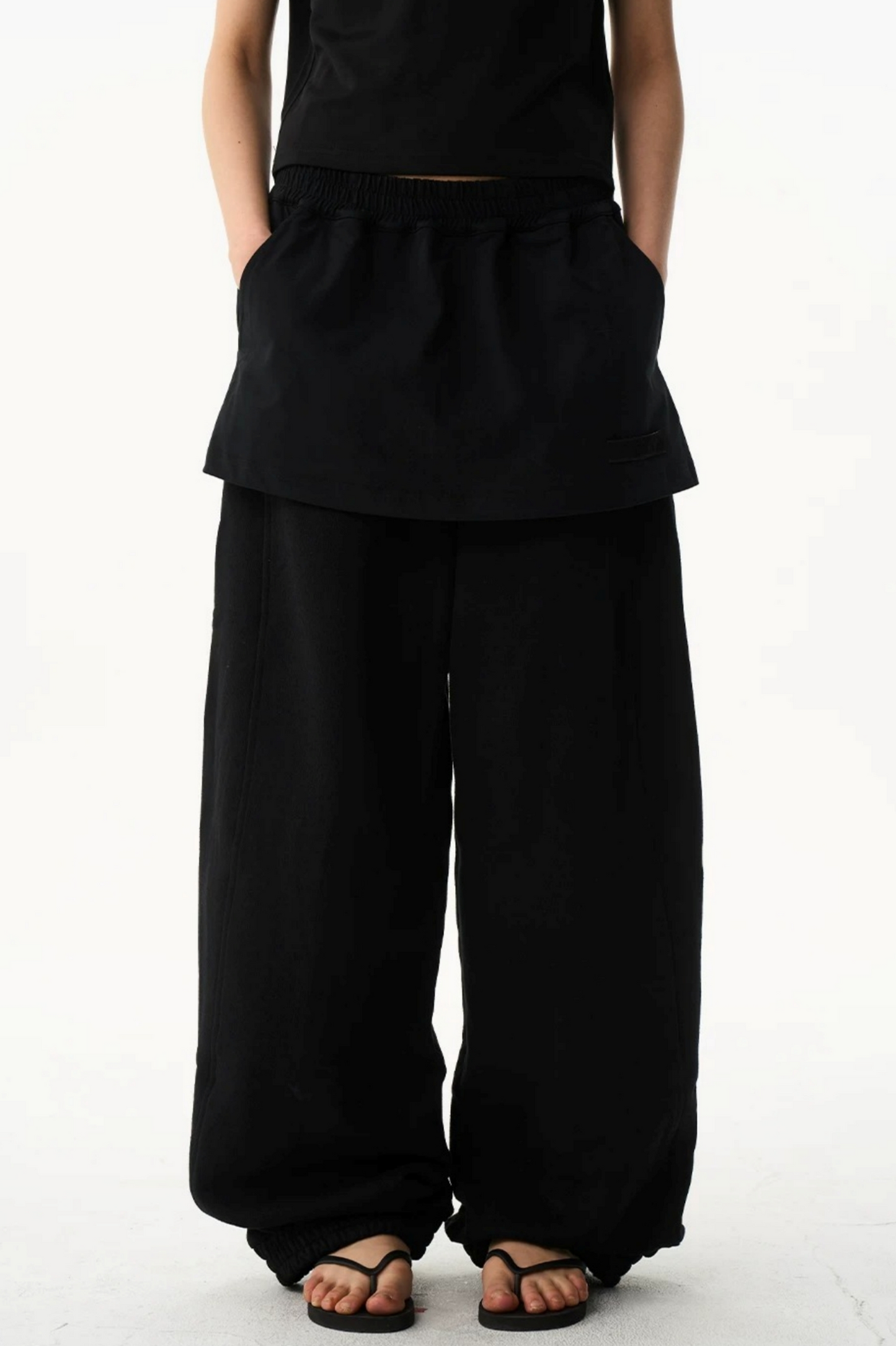 Fake Two-Layer Drawstring Pants