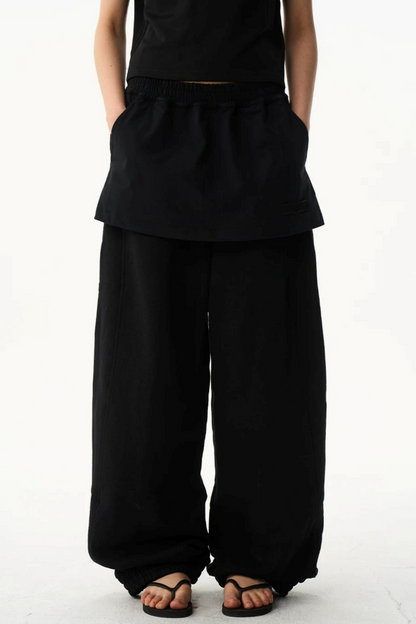 Fake Two-Layer Drawstring Pants
