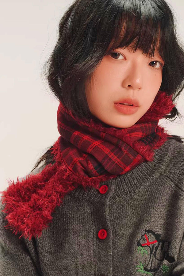Plaid Wool Patchwork Scarf