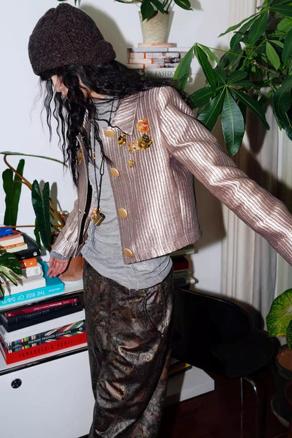 Gold Silk Glitter Jacket