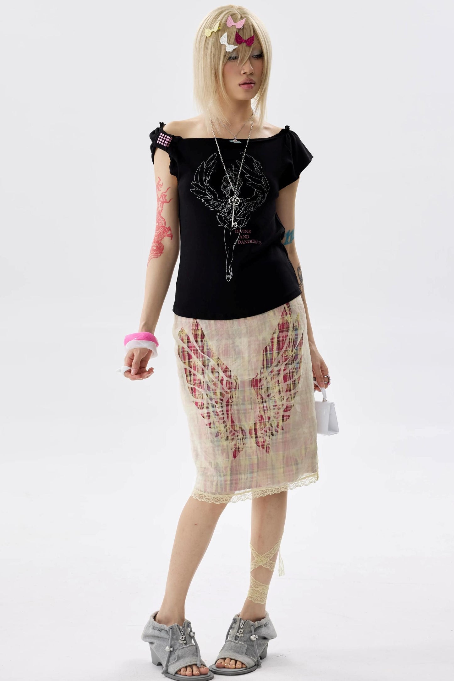 Two-Color Rhinestone Ruched Top
