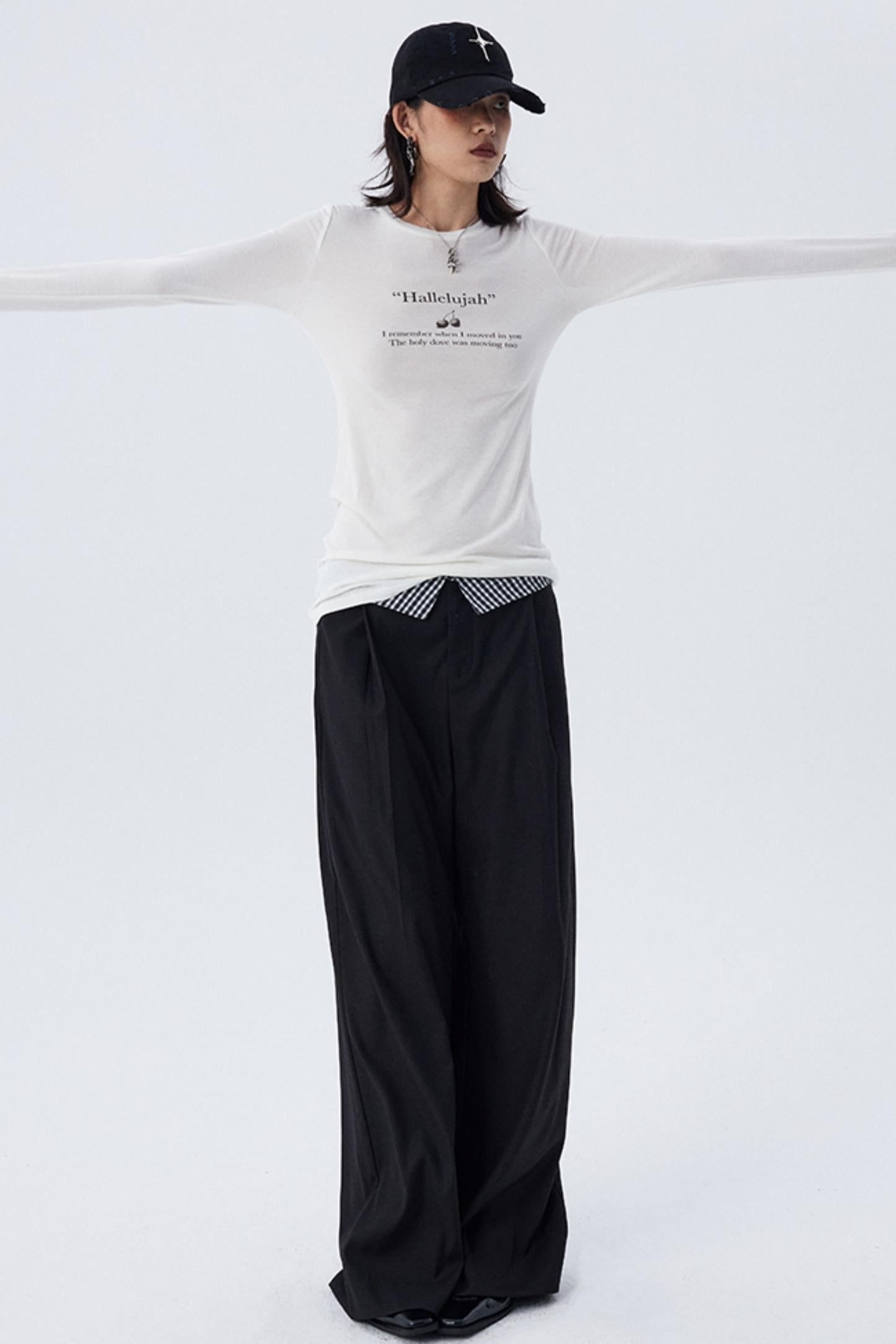 Schmales, bedrucktes Baselayer-Top mit Schleife