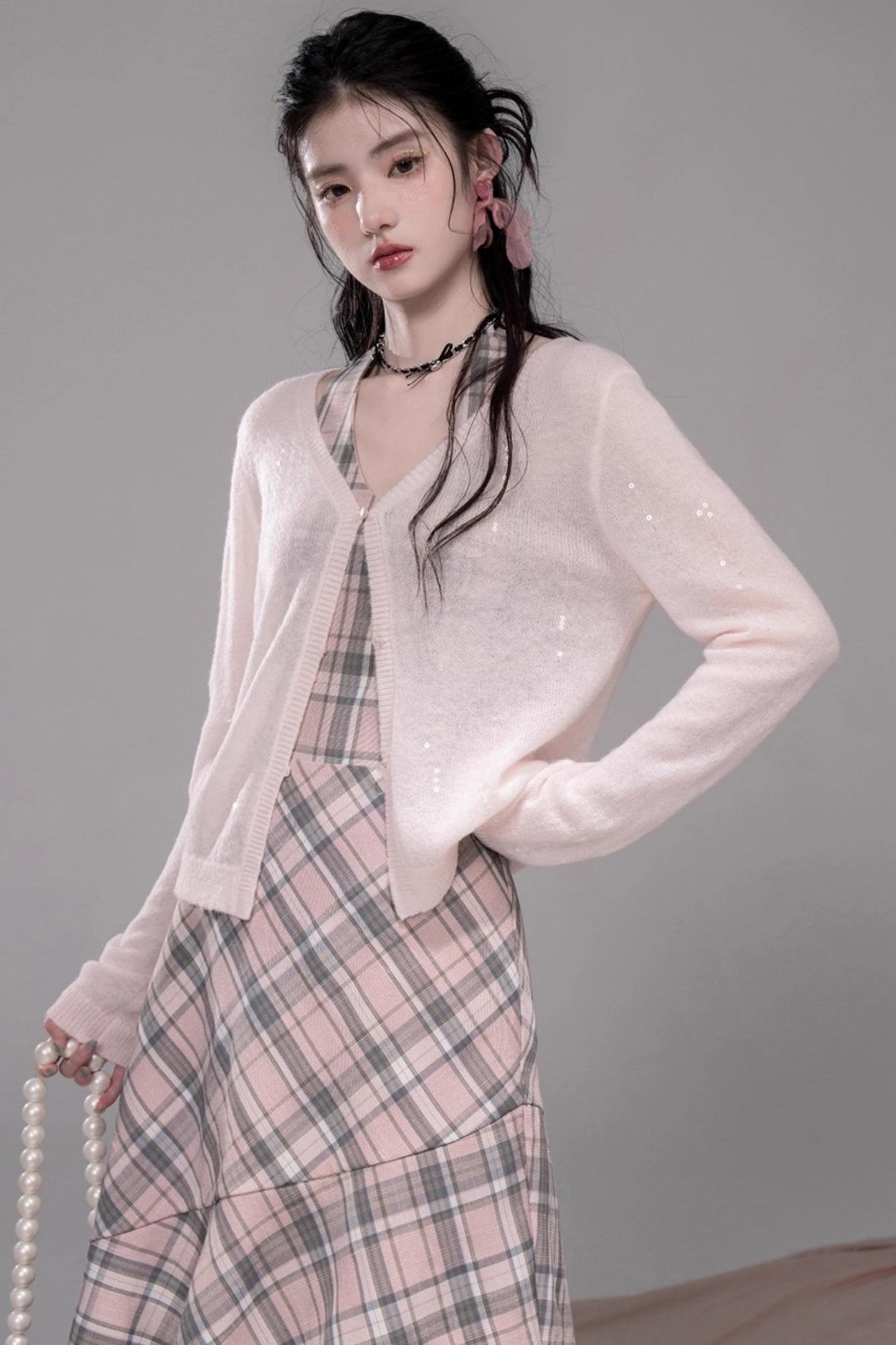 Gentle Cherry Pink Bias Skirt Dress