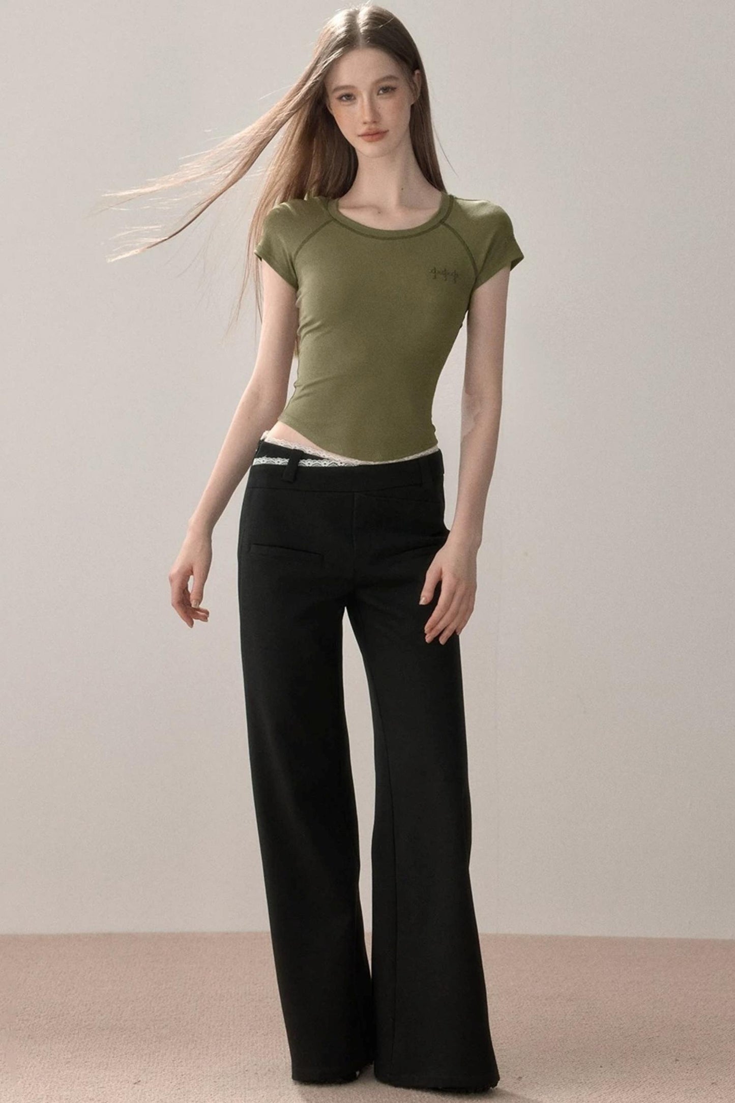 Retro Lace Splicing Pants