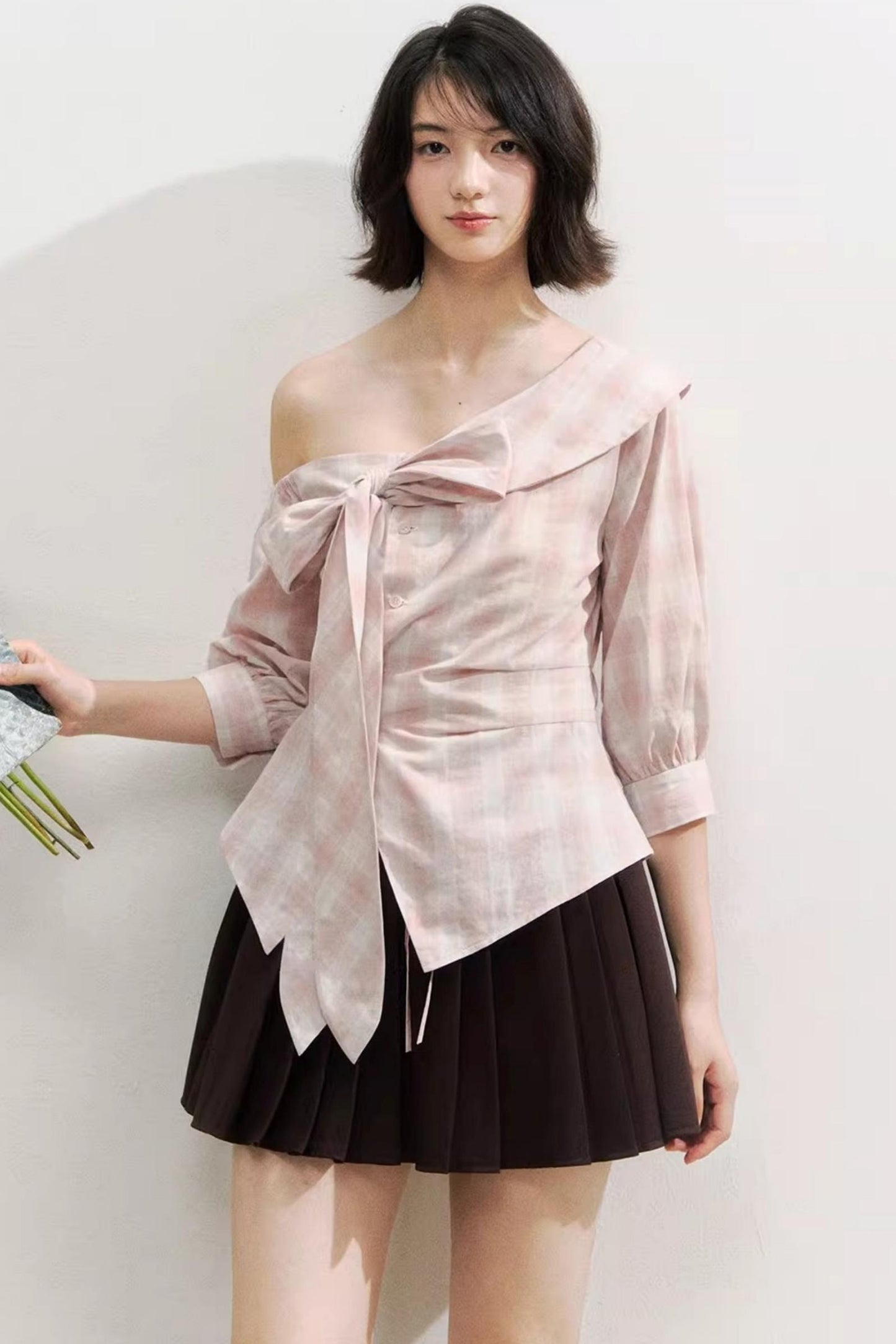 Spliced Waist Collegiate Skirt