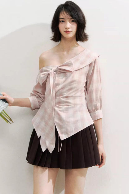 Spliced Waist Collegiate Skirt