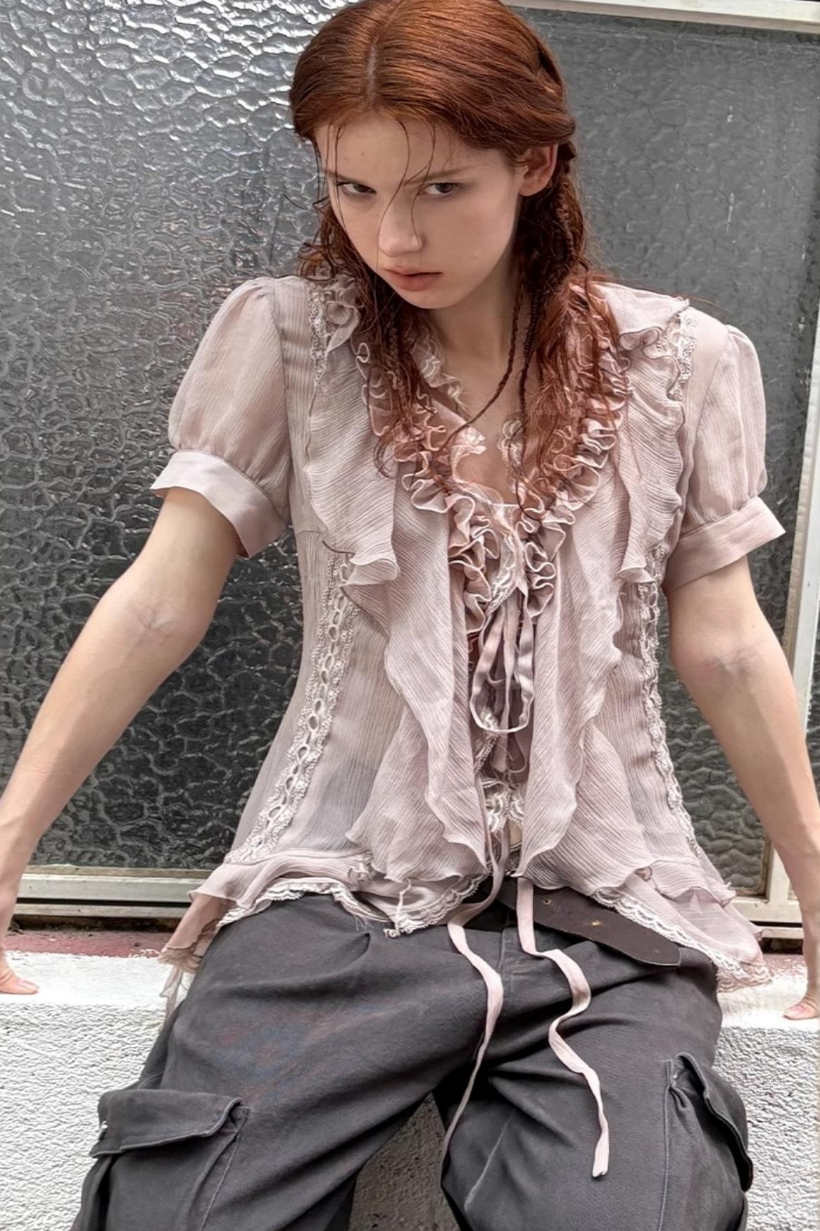 Gauze Ruffle Shirt