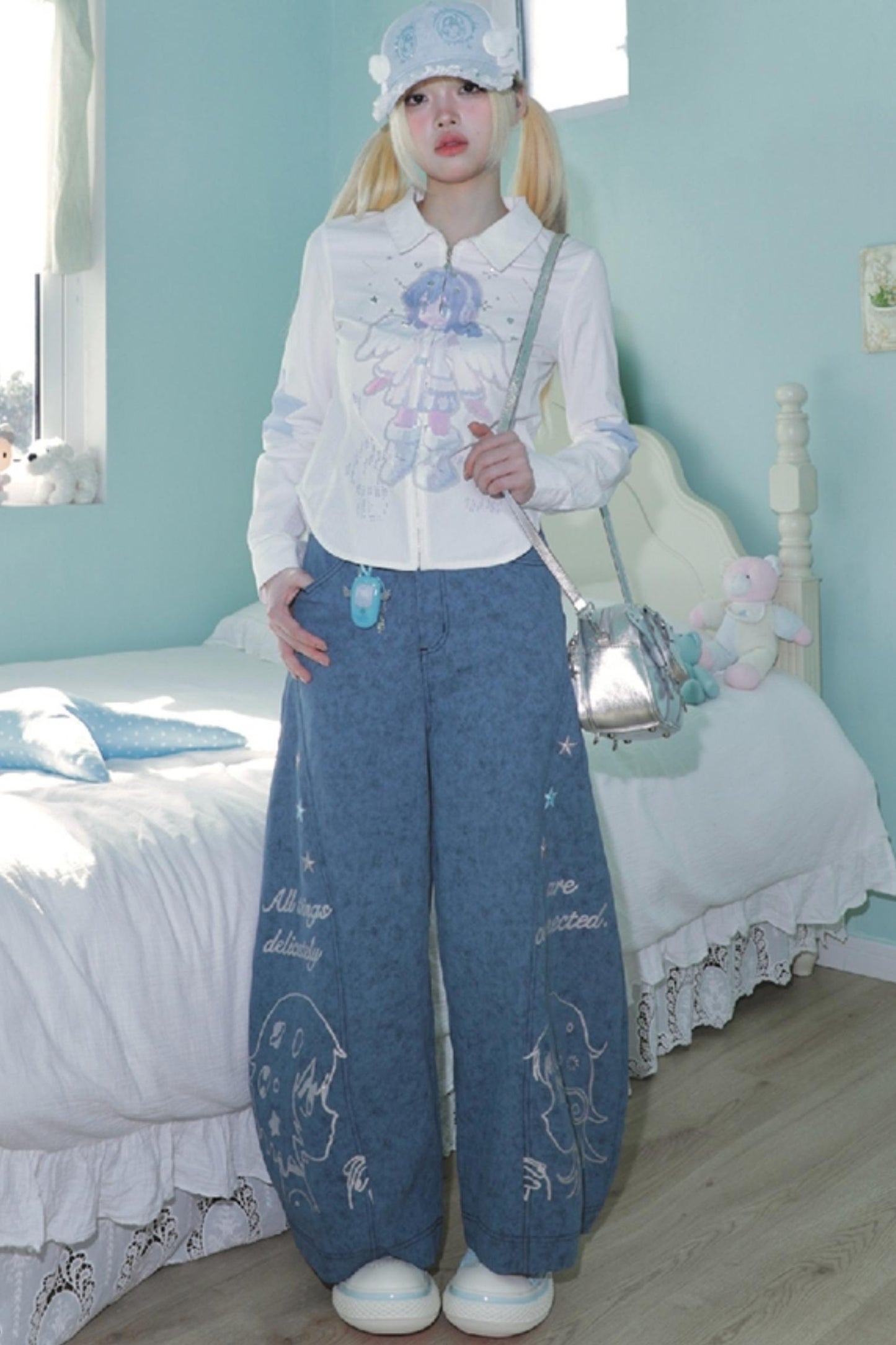 Dreamcore Aqua Stripe Long Sleeve Shirt