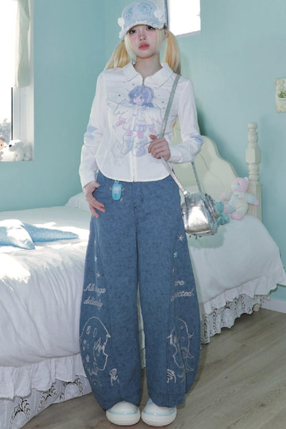 Dreamcore Aqua Stripe Long Sleeve Shirt