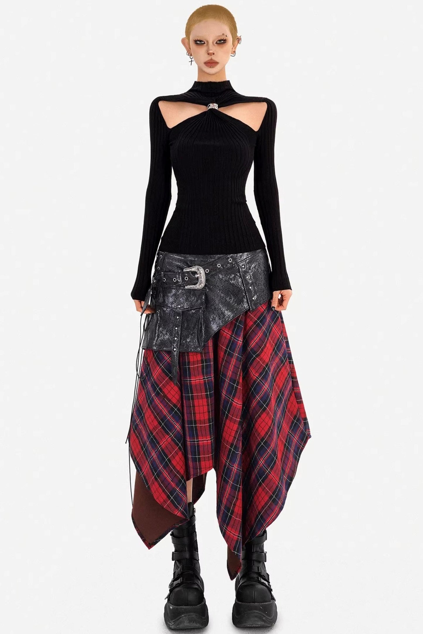 Black Hollow Knit Top