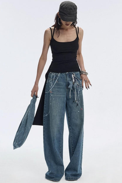 Diamond Starry Denim Shoulder Bag