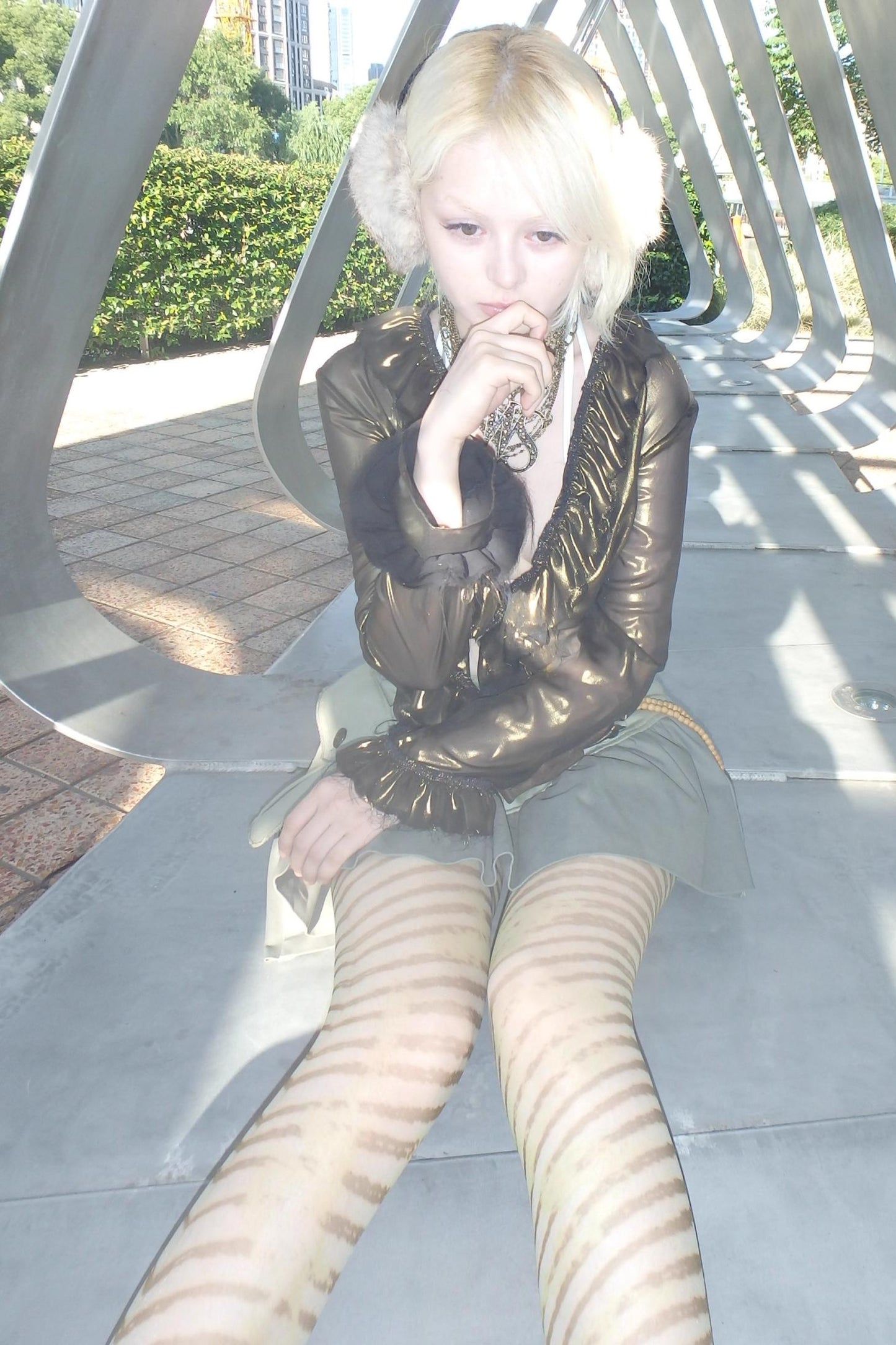 Hand-Painted Striped Ultra-Thin Stockings