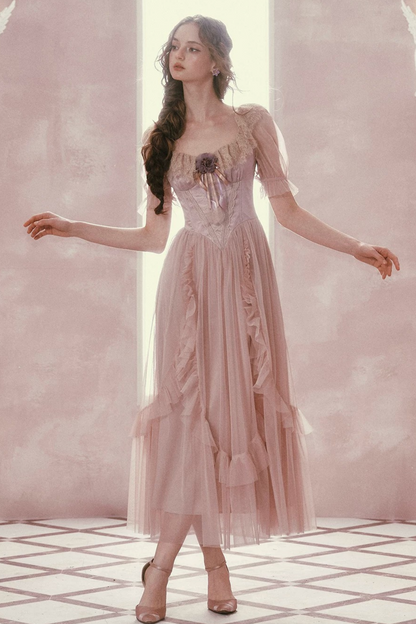 Purple Victorian Corset Mesh Dress