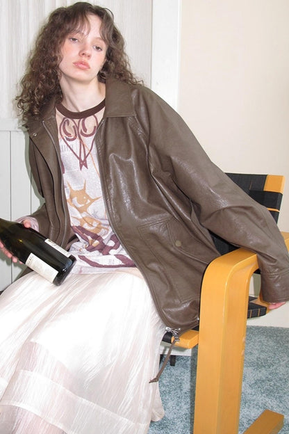 Vintage Matte Coffee Leather Jacket