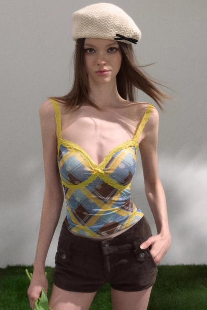 Retro Plaid Camisole Top