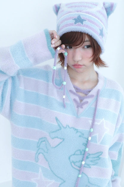 Millennium Dream Jacquard Music Star Cat Ear Hat