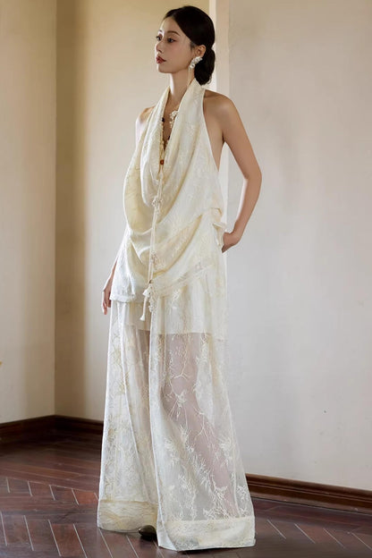 Off-White Romantic Hollow-Out Pants