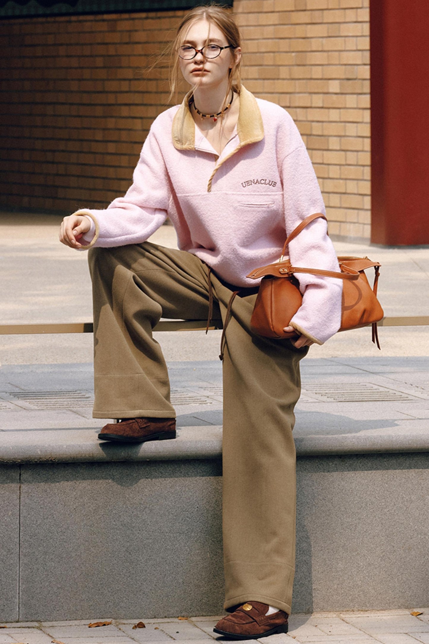 Pink Embroidery Fleece Top