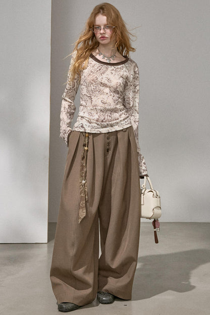 Button Pleated Cargo Pants