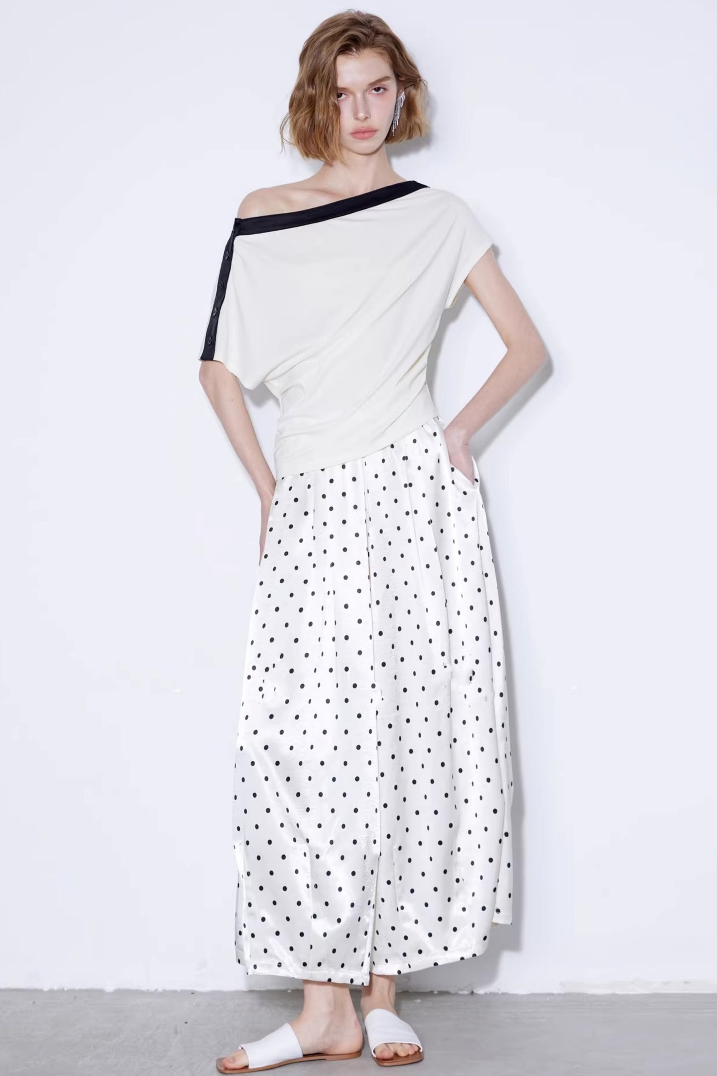 Off-White Polka Dot Silk Pants