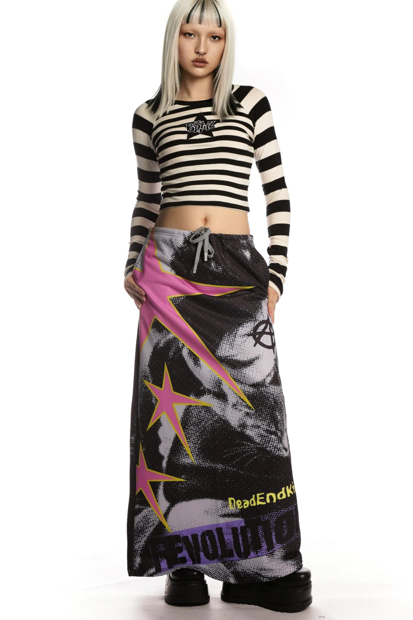 Punk Retro Printed Sweatshirt Skirt
