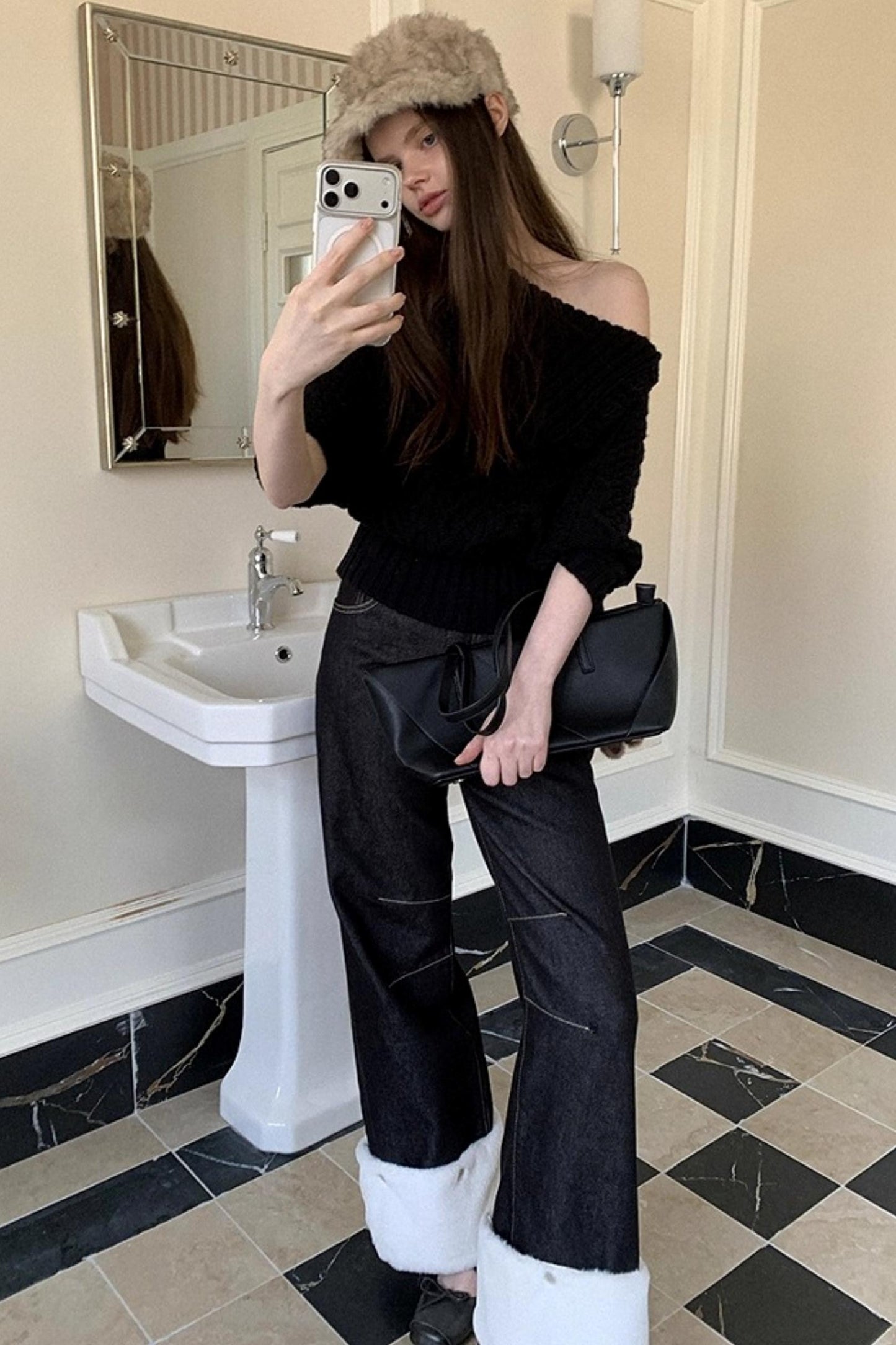 Black Eco-Friendly Frayed Hem Jeans