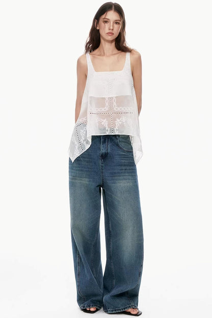 Dunkelblaue Vintage-Hose mit Farbverlauf