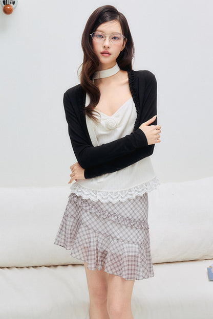 Unregelmäßiger, flauschiger Chiffon-Rüschenrock - 60% Rabatt!