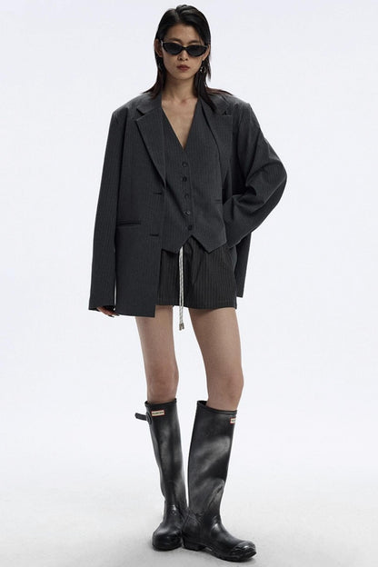 Drawstring Stripe Skirt