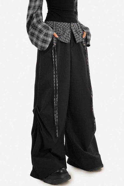 Plaid Off-Shoulder Pants Set-Up