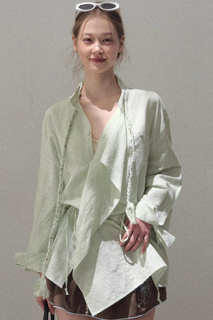 Eco-Luxe Striped Beaded Shirt