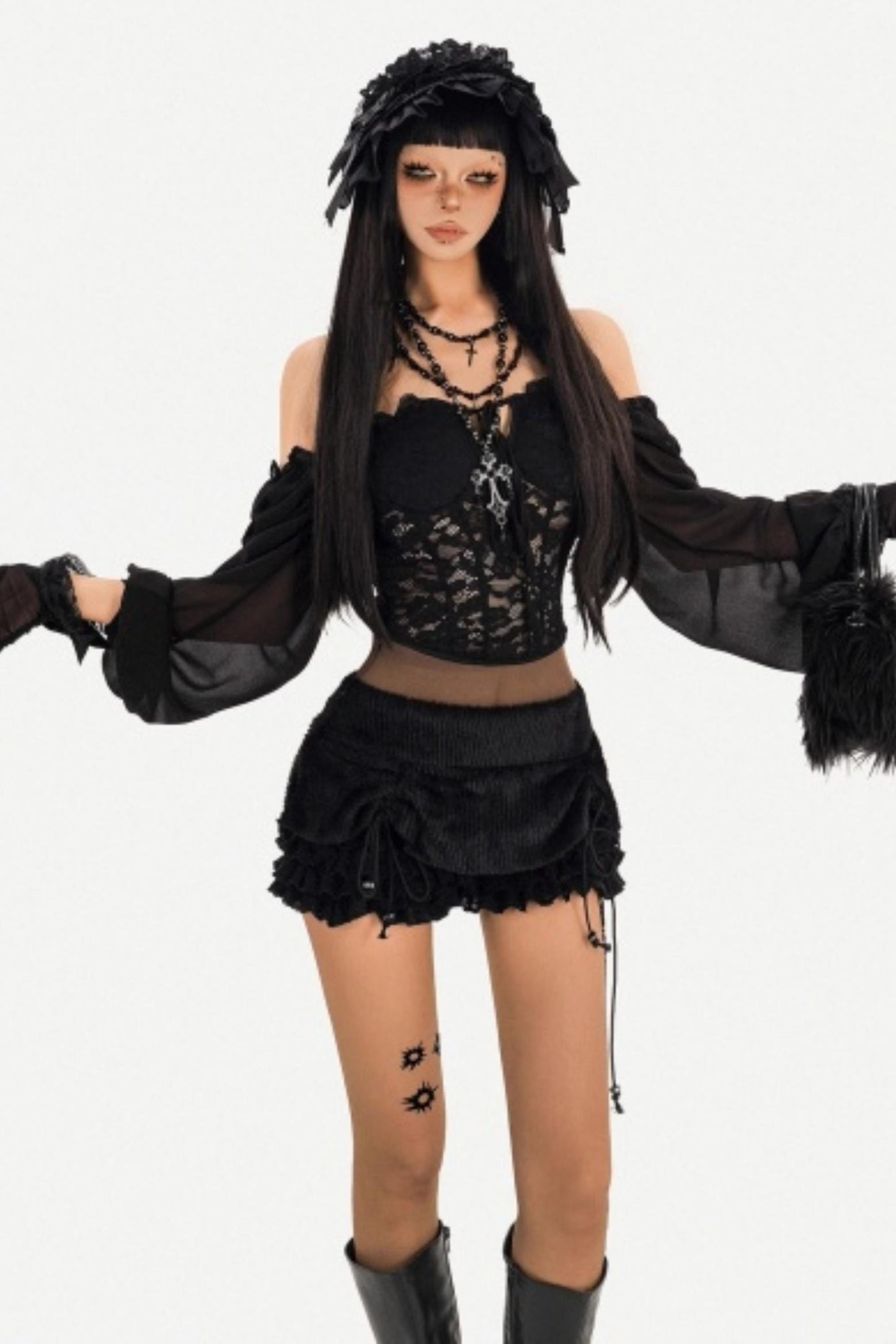 Black Lace Off-Shoulder Top