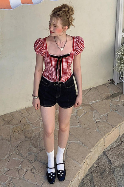 Pink Lace Bubble Sleeve Top