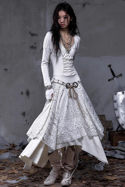 Court Dream Puff Sleeve Lace Maxi Dress