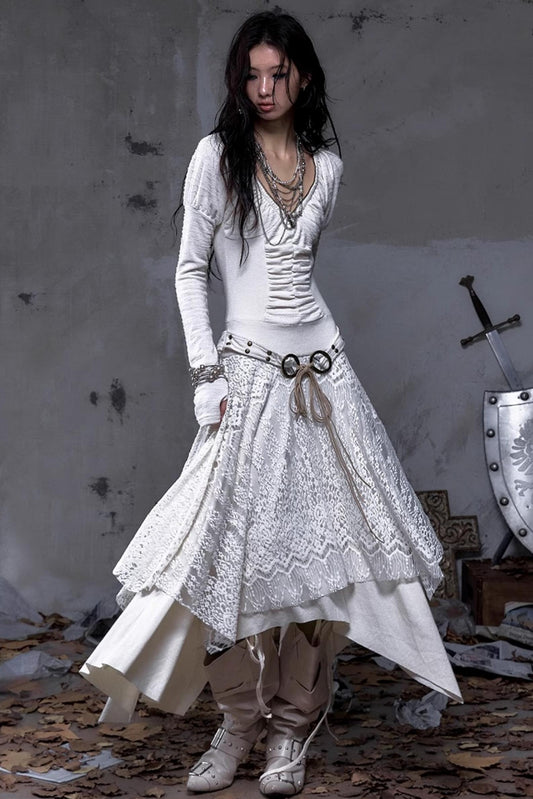 Court Dream Puff Sleeve Lace Maxi Dress