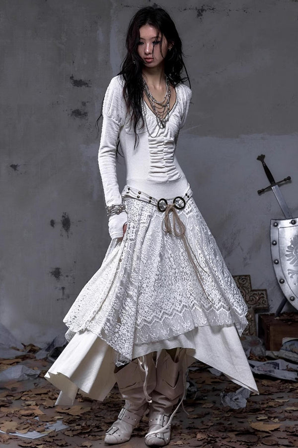 Court Dream Puff Sleeve Lace Maxi Dress