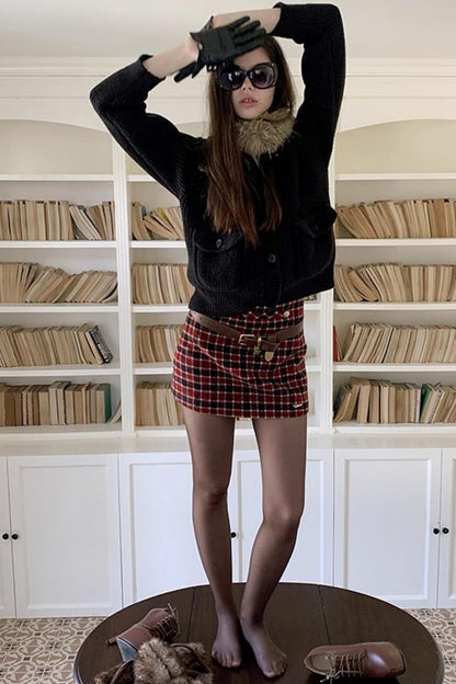 Retro Woolen A-Line Skirt