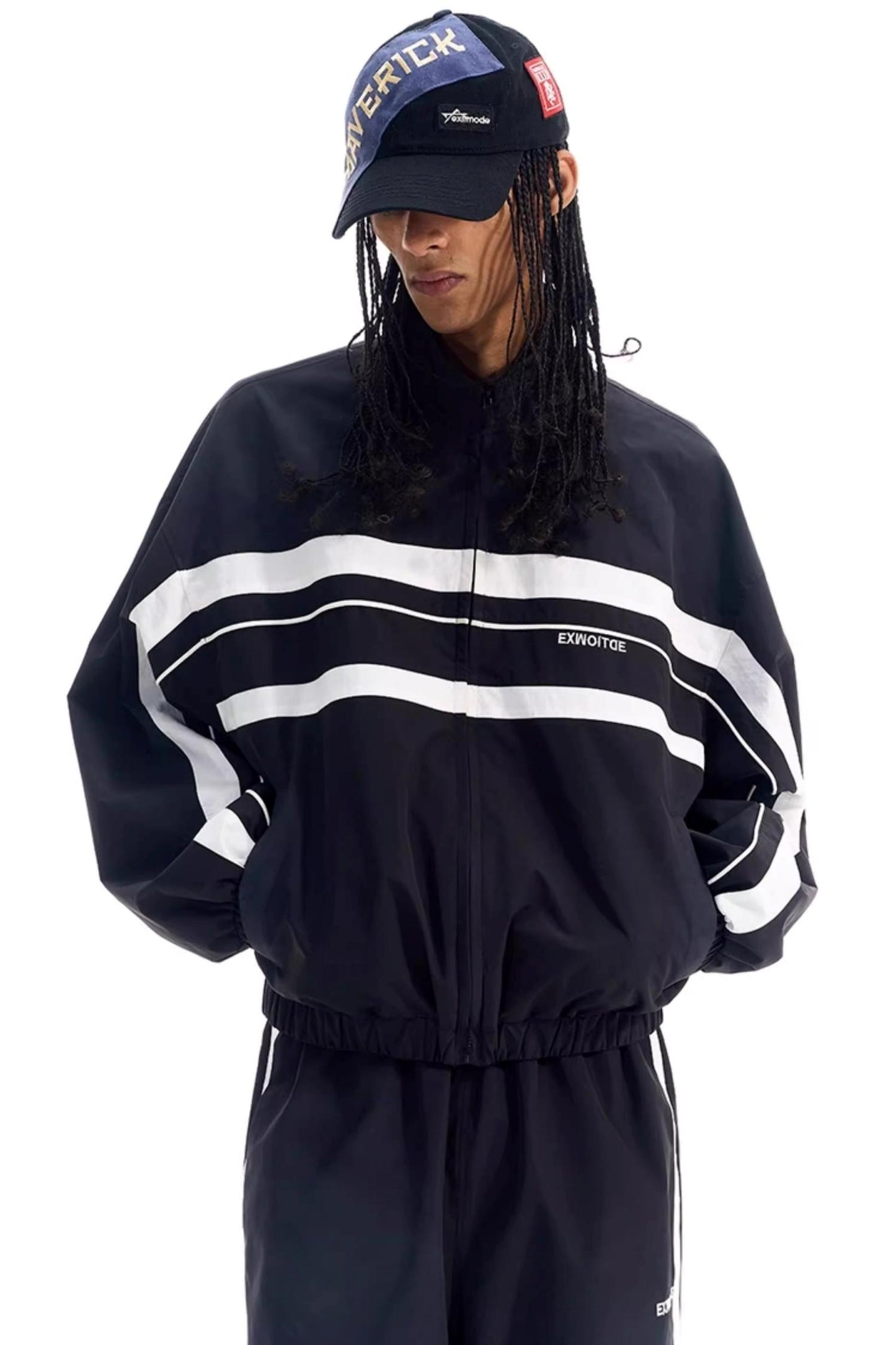 Color-Blocked Distressed Sports Jacket