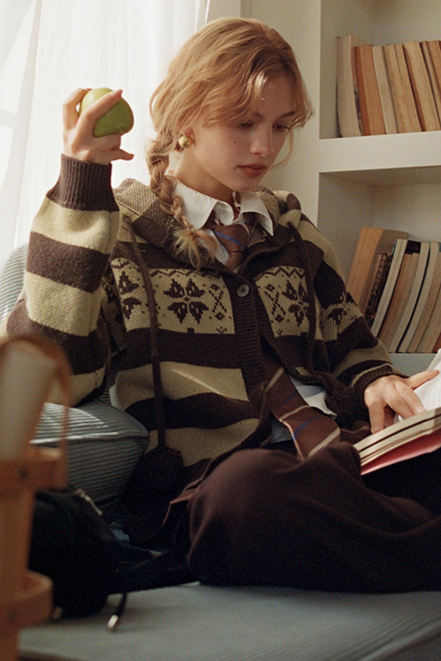 American Retro Fair Isle Wool Cardigan