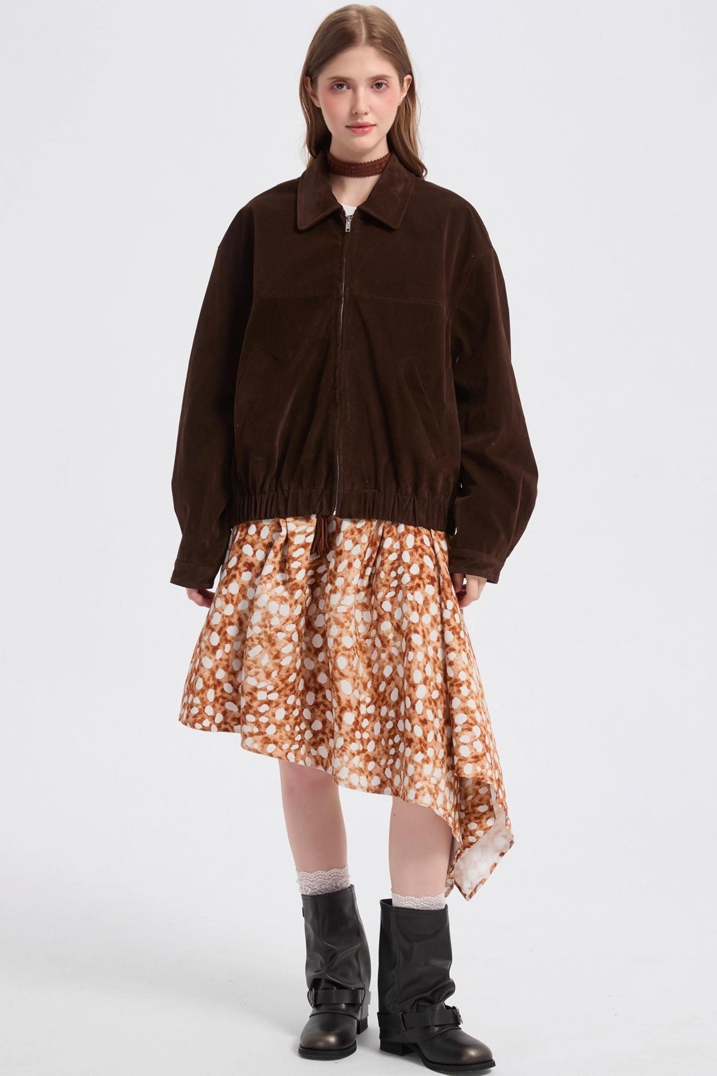 Autumn Corduroy Leopard Polka Dot Skirt