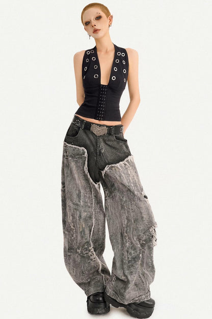 Metallic Black Halter Top