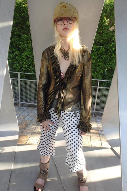 Metallic Bronze Mesh Cardigan