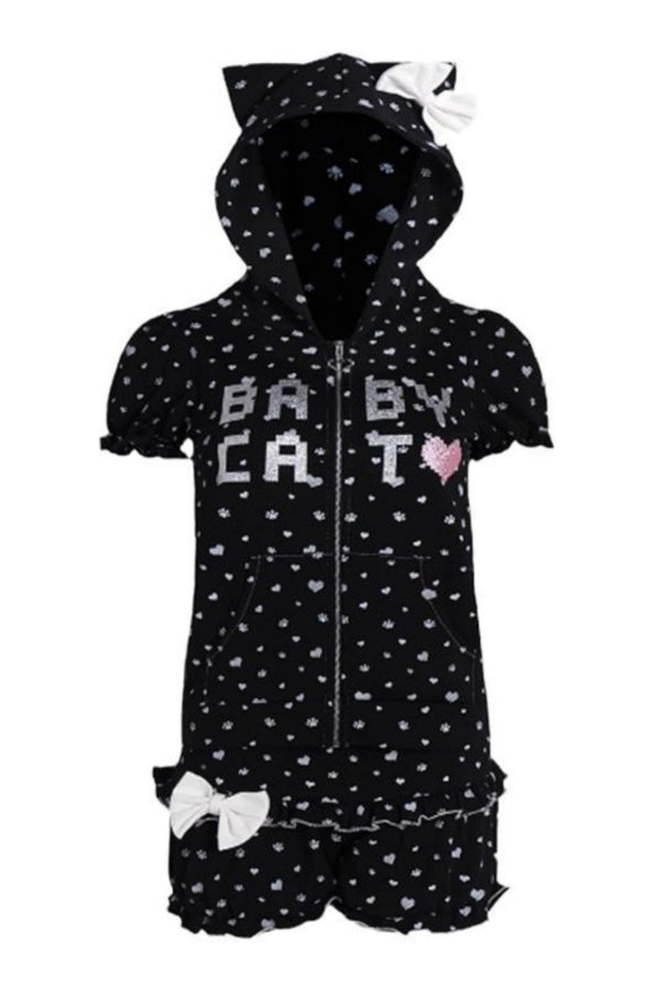 Baby Cat Bubble Sleeve Suit Set