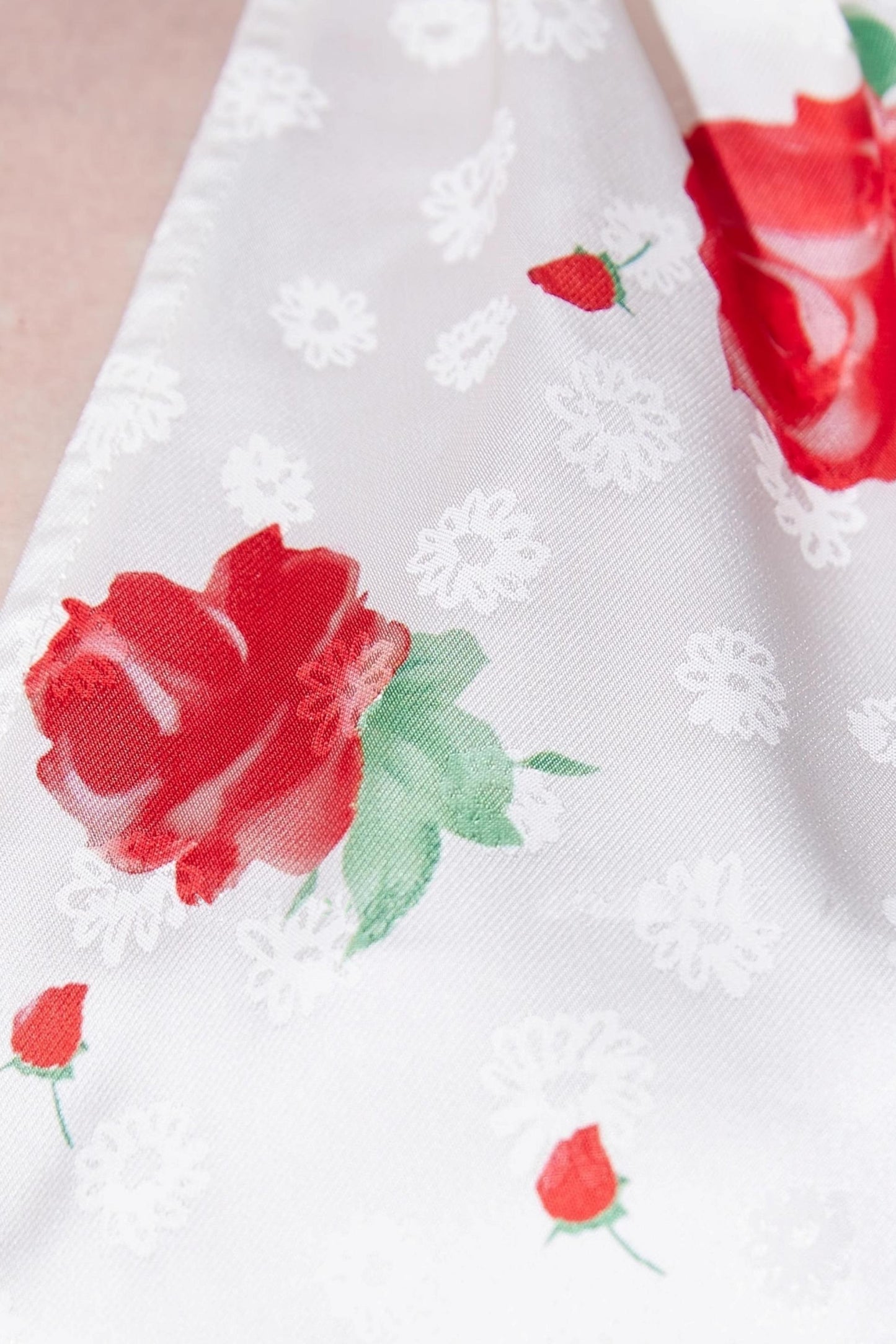 Satin Rose Jacquard V-Neck Dress